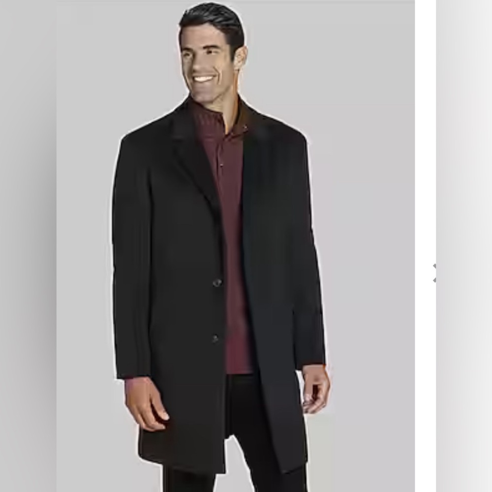 Jos. A Bank Executive Wool Peacoat / Topcoat Black Tie Wedding